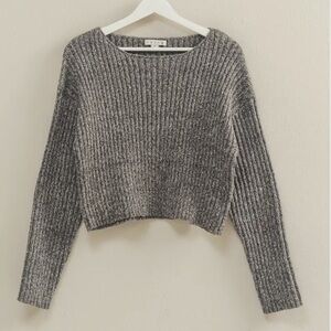 HYFVE, Black Textured Ribbed Sweater with Drop Sleeves